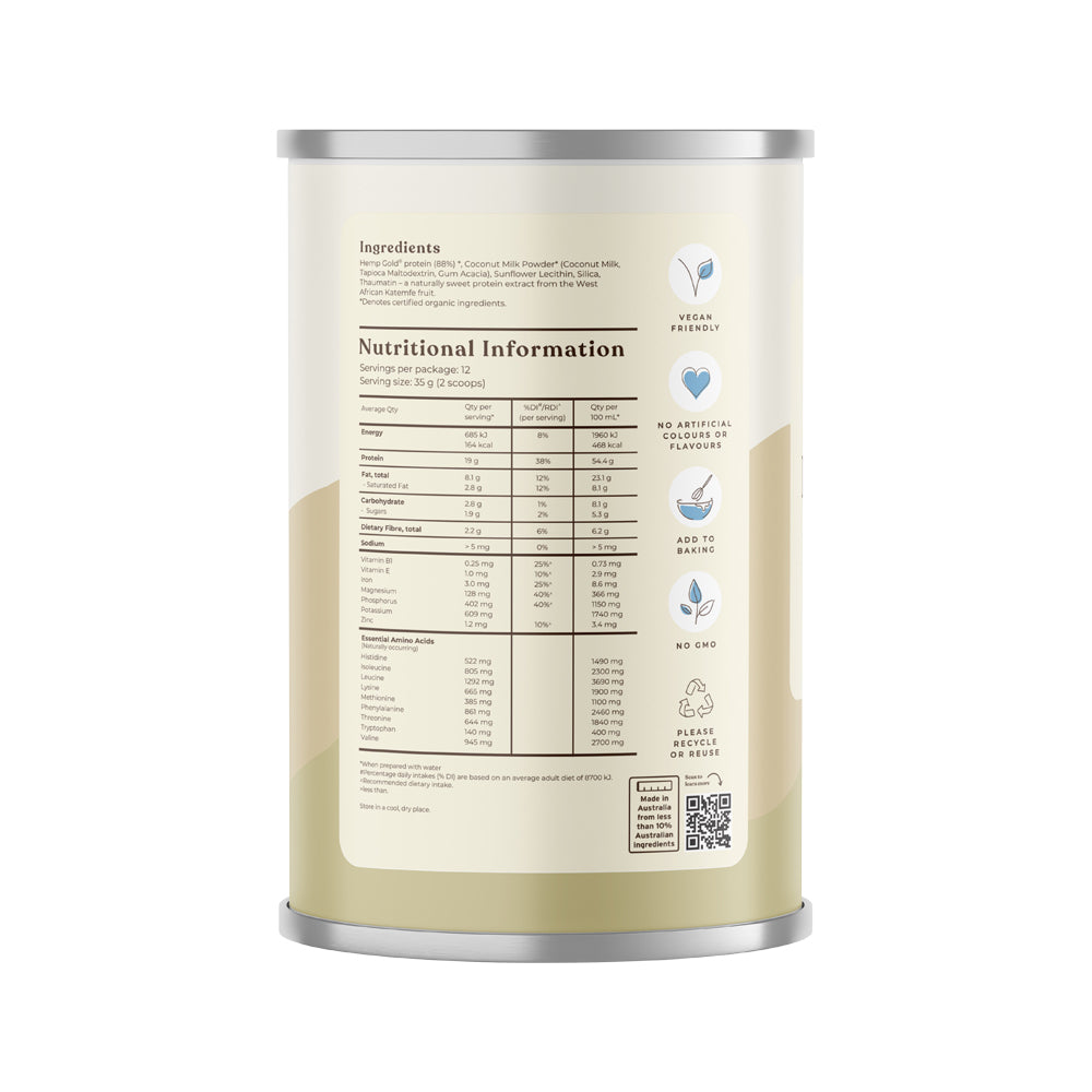 Hemp Foods Aust Organic Hemp Protein Shake Natural 420g