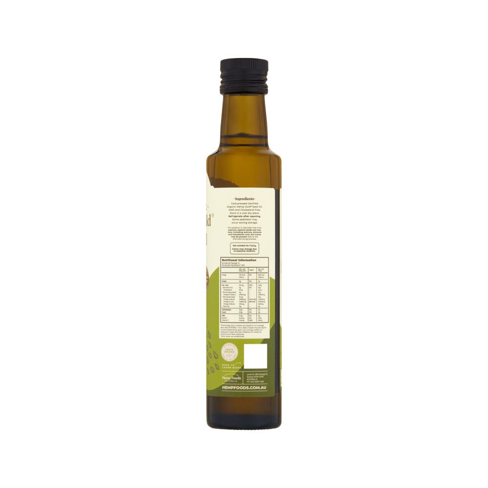 Hemp Foods Aust Organic Hemp Seed Oil Gold 250ml