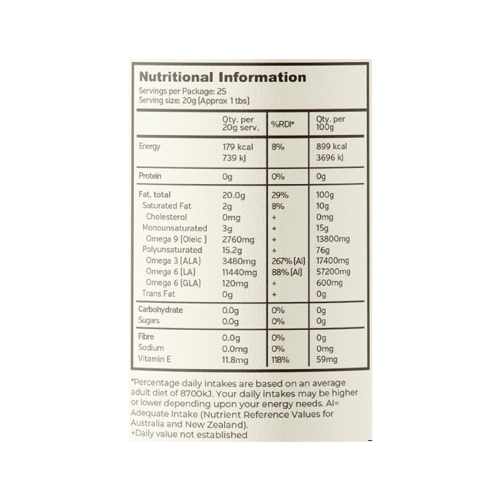 Hemp Foods Aust Organic Hemp Seed Oil Gold 500ml