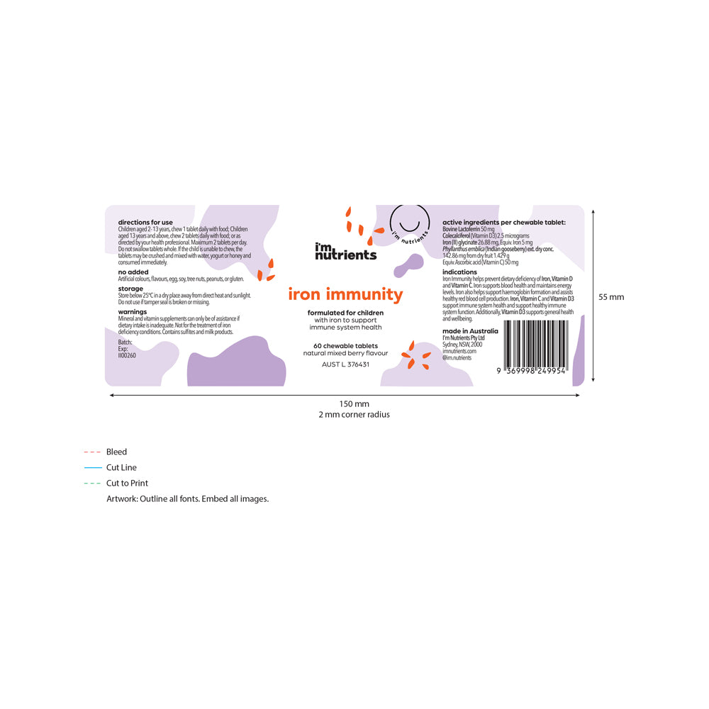 Im Nutrients Iron Immunity Chewable 60t