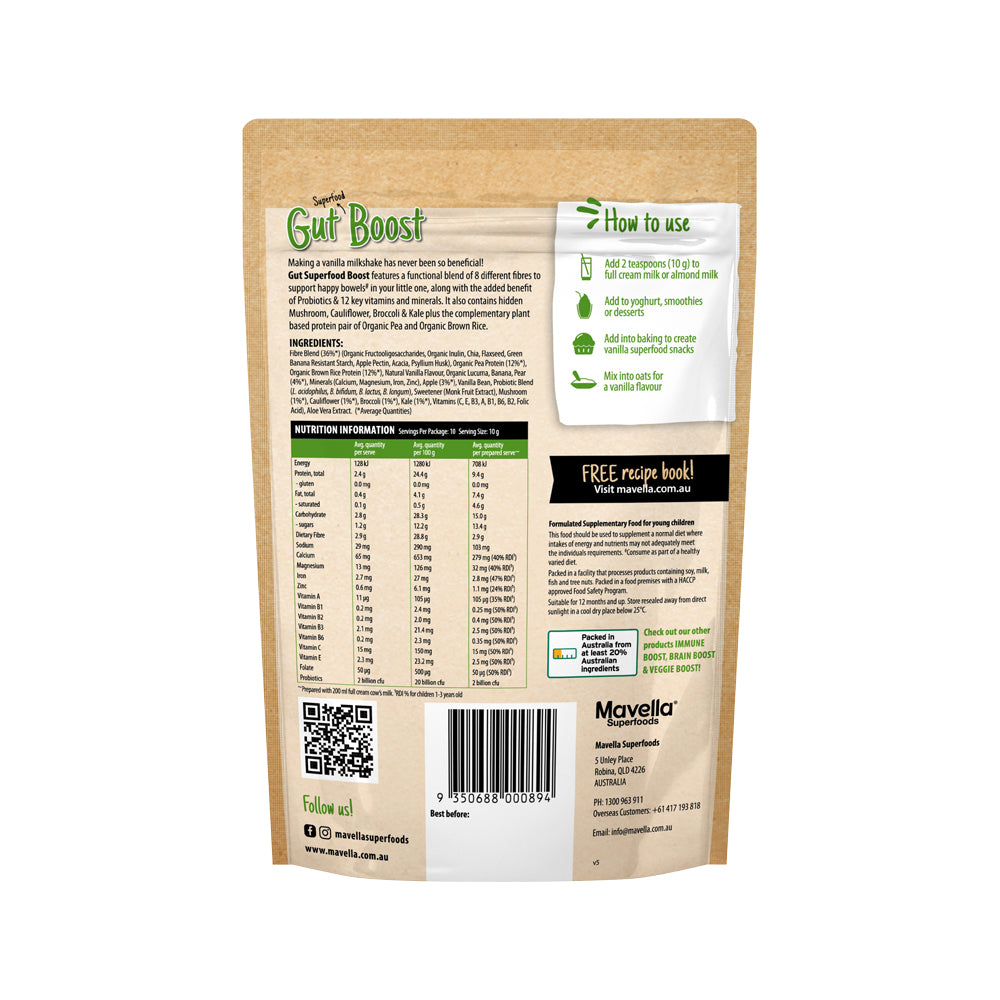 Mavella Superfoods Gut Smoothie Boost Vanilla 100g