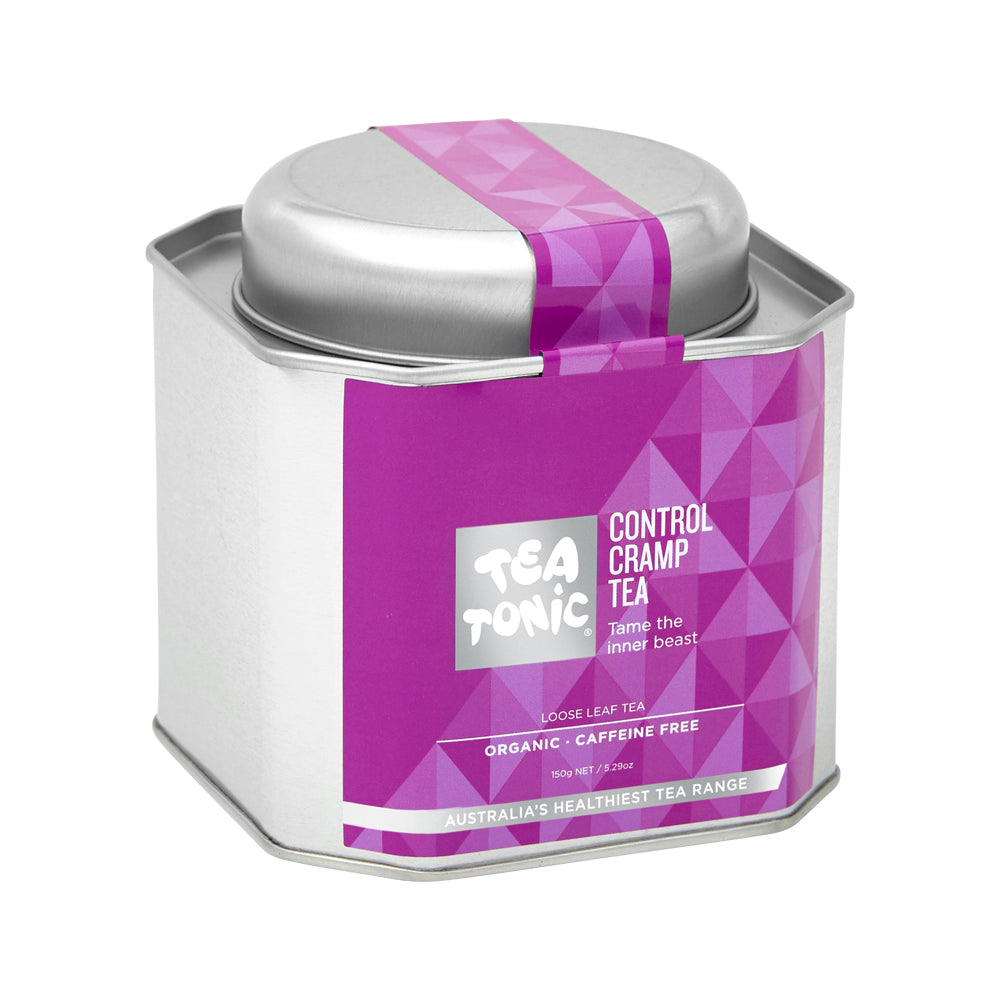 Tea Tonic Org Control Cramp Tea Caddy Tin 150g