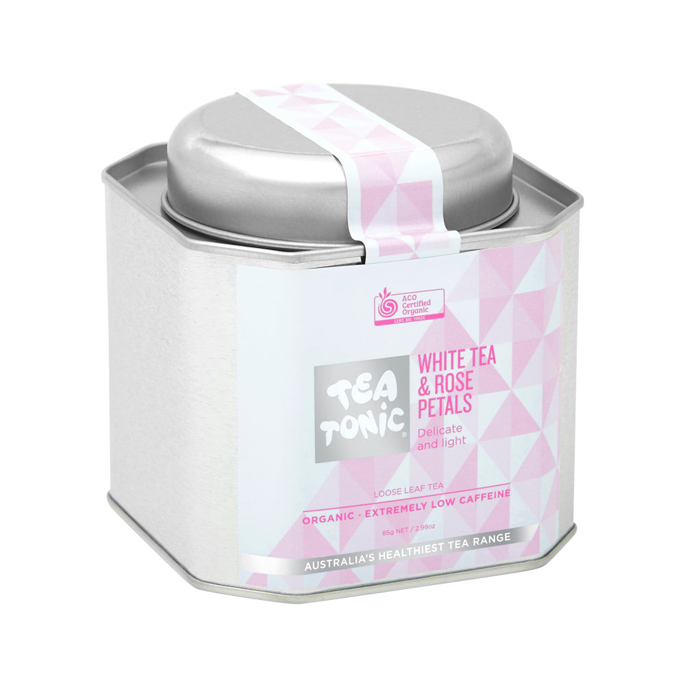 Tea Tonic Org White Tea And Rose Petals Tea Caddy Tin 85g