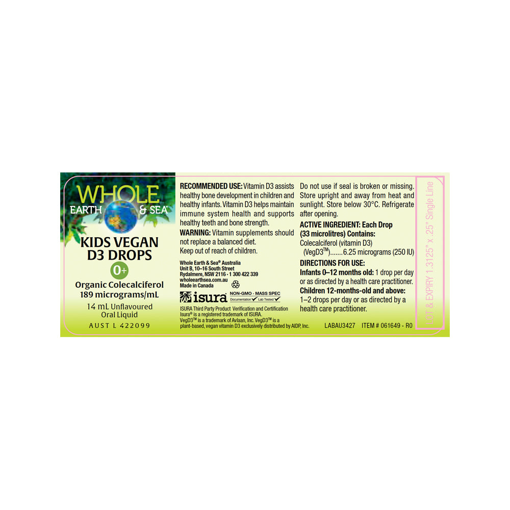 Whole Earth Sea Kids Vegan D3 Drops Unflavoured 14ml